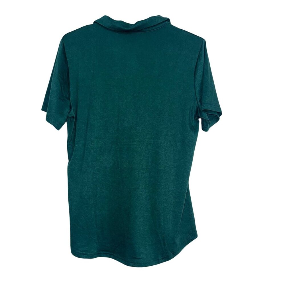 Emerald Green Collared Polo Shirt Soft Stretch Fabric Womens Large - Picture 7 of 9